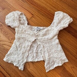 Princess Polly Ivory Textured Blouse